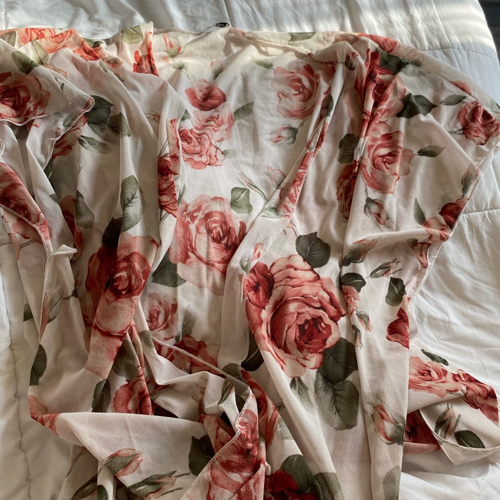 Floral Kimono with Red Roses